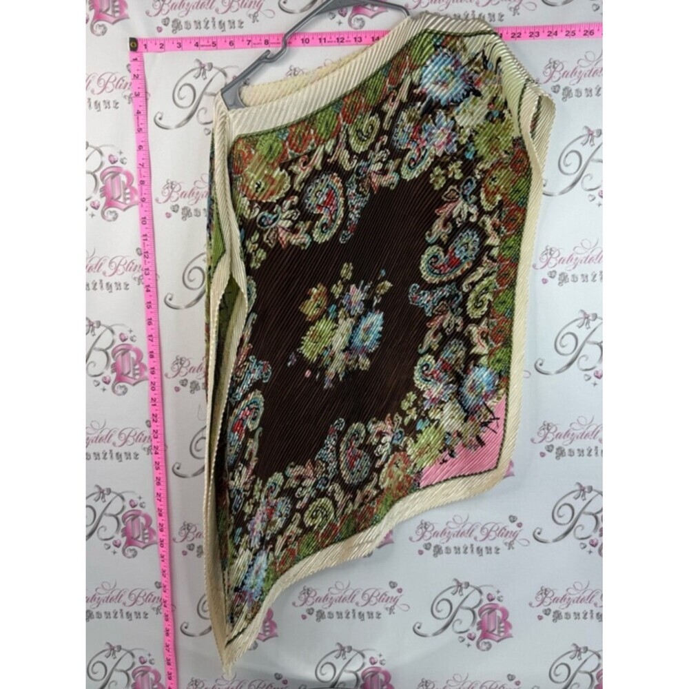 Shirt Floral Paisley Asymmetric Knit Blouse - Brown & Cream printed Flowly pleat